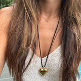 Gold Heart Suede Necklace