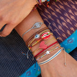 Metallic Clear Murano Evil Eye Bracelet - OIYA