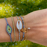 Gold Twisted Duo Color Evil Eye Bracelet - OIYA