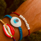Oval White Ceramic Evil Eye Bracelet - OIYA