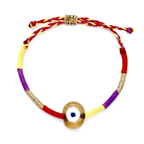Mini Carnival Glass Evil Eye Bracelet - OIYA