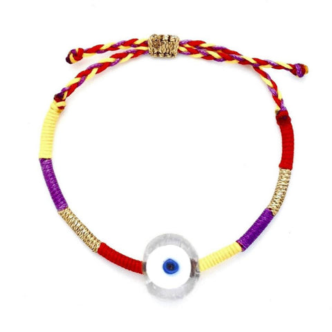 Mini Clear Carnival Glass Evil Eye Bracelet