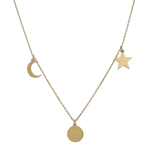 Celestial Solid Gold Necklace - OIYA