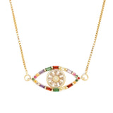 Rainbow Gem Evil Eye Necklace - OIYA
