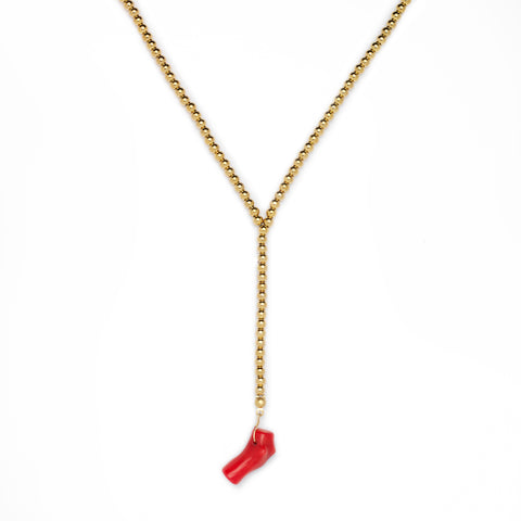 Red Coral Beaded Necklace