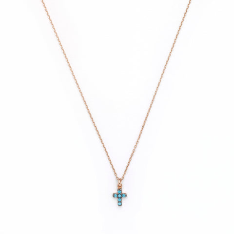 Mini Turquoise Cross Necklace